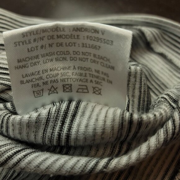 Theory Gaskell Womens‎ L Shirt Pinnate Stripe Light Gray Heather V-Neck - Picture 6 of 13
